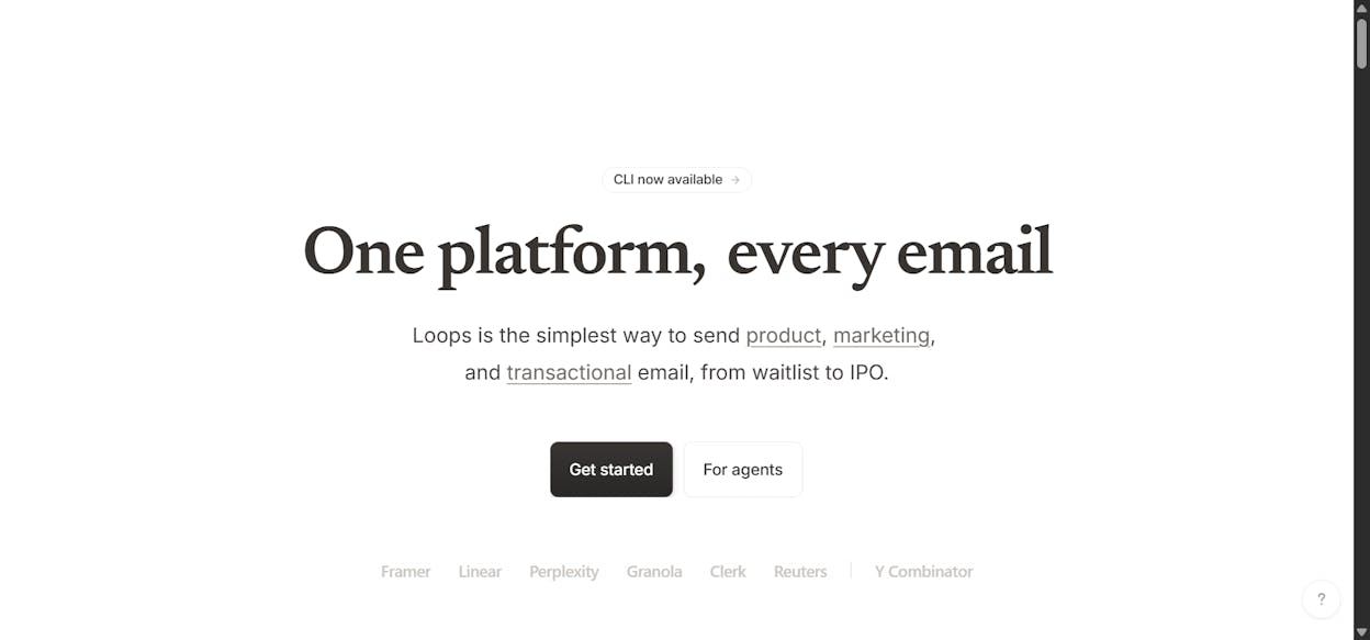 Loops’ clean email editor