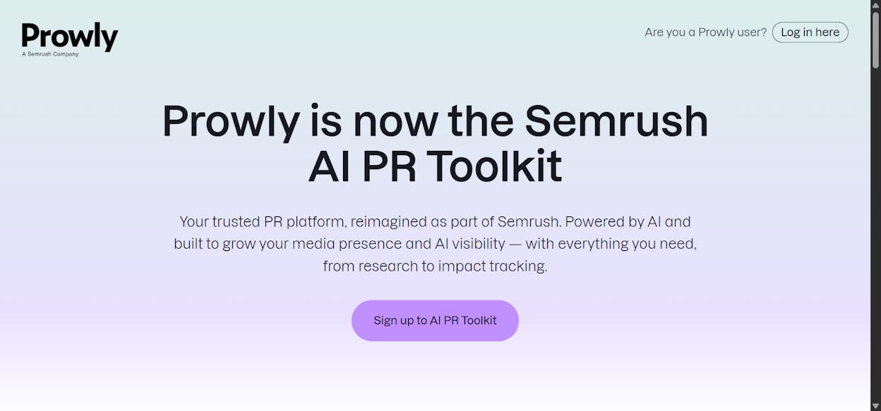 Prowly media database and PR outreach interface