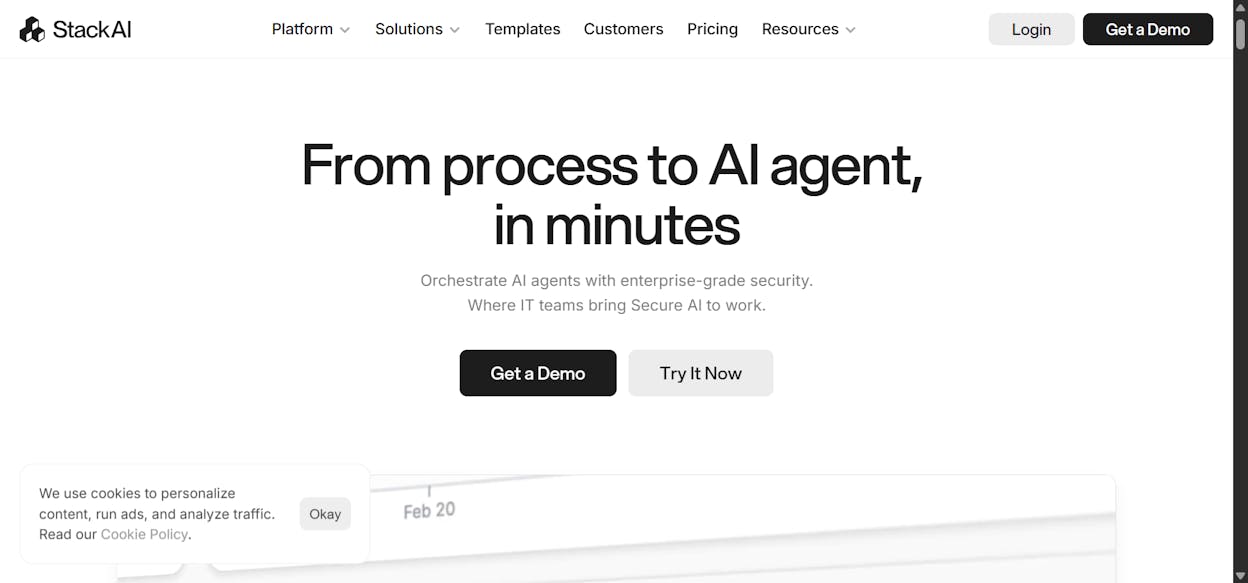 Stack AI interface showing its clean workflow builder