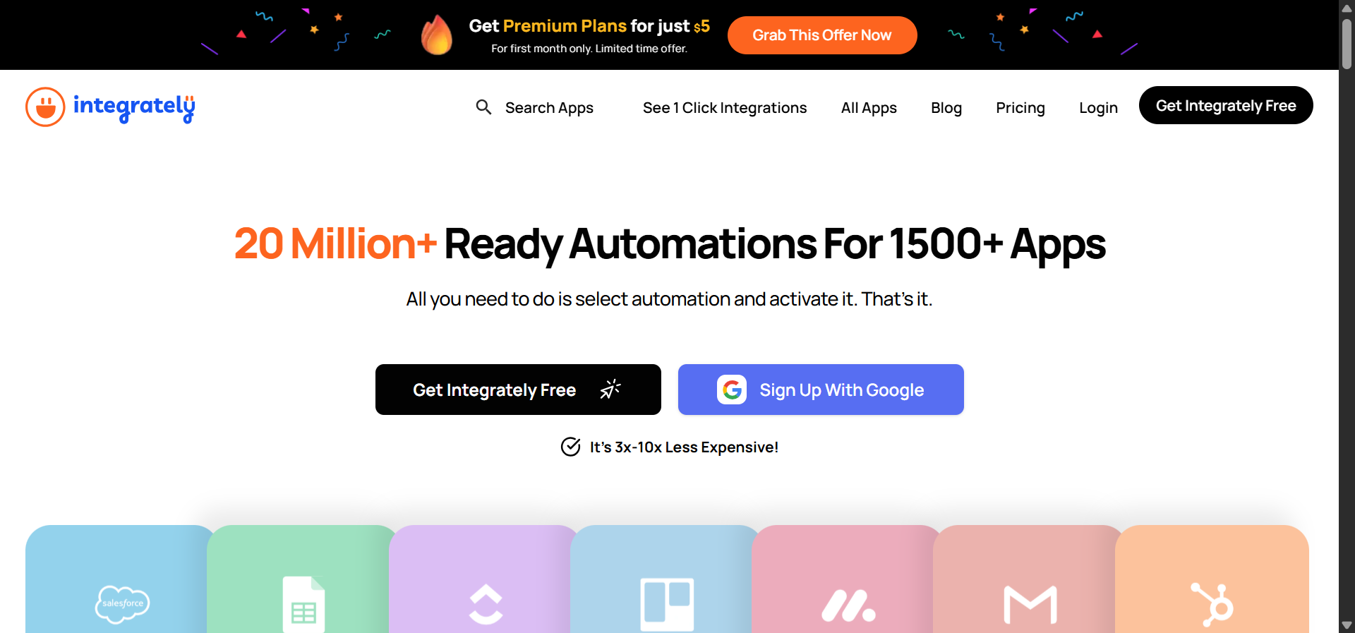 Integrately homepage