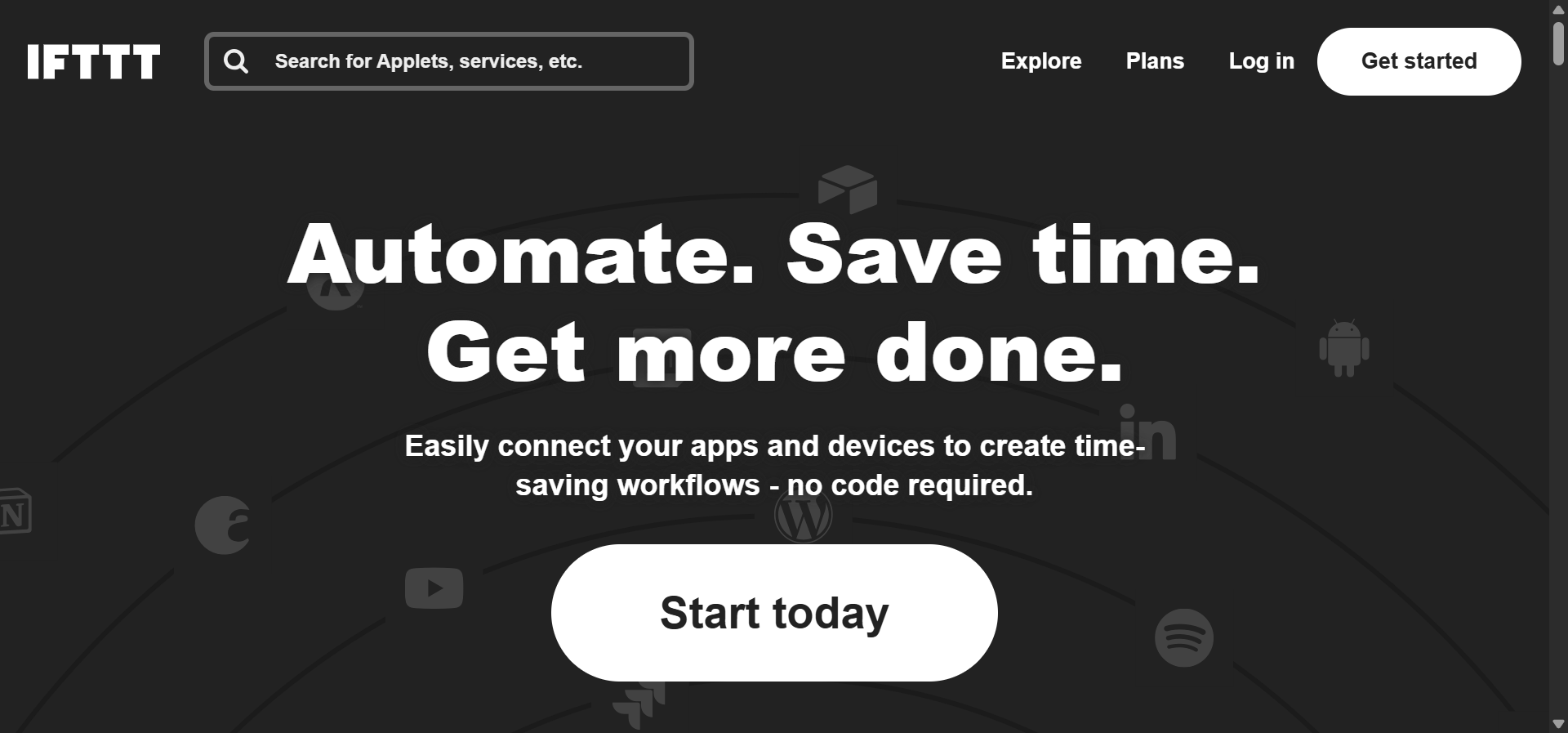 IFTTT homepage