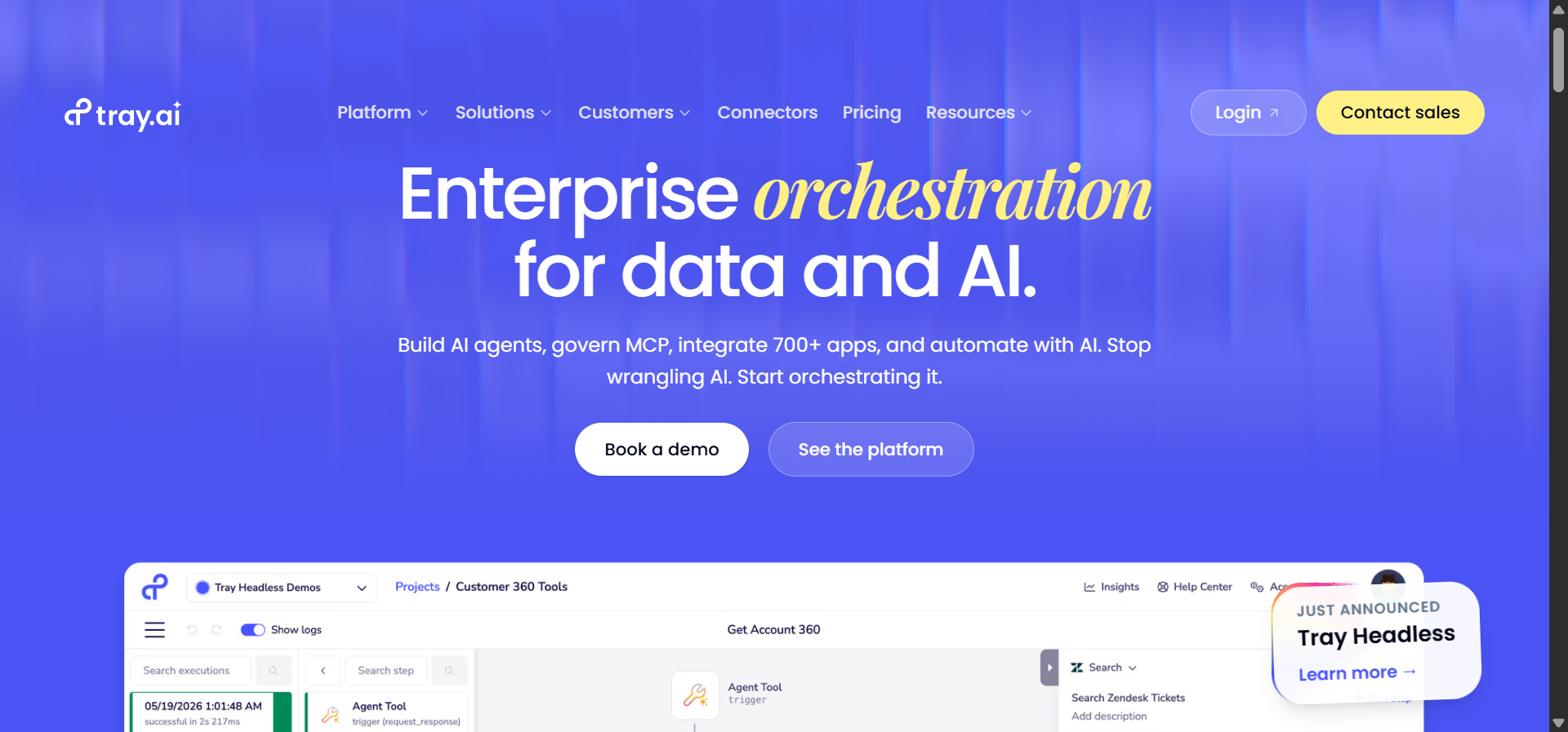 Tray.ai homepage