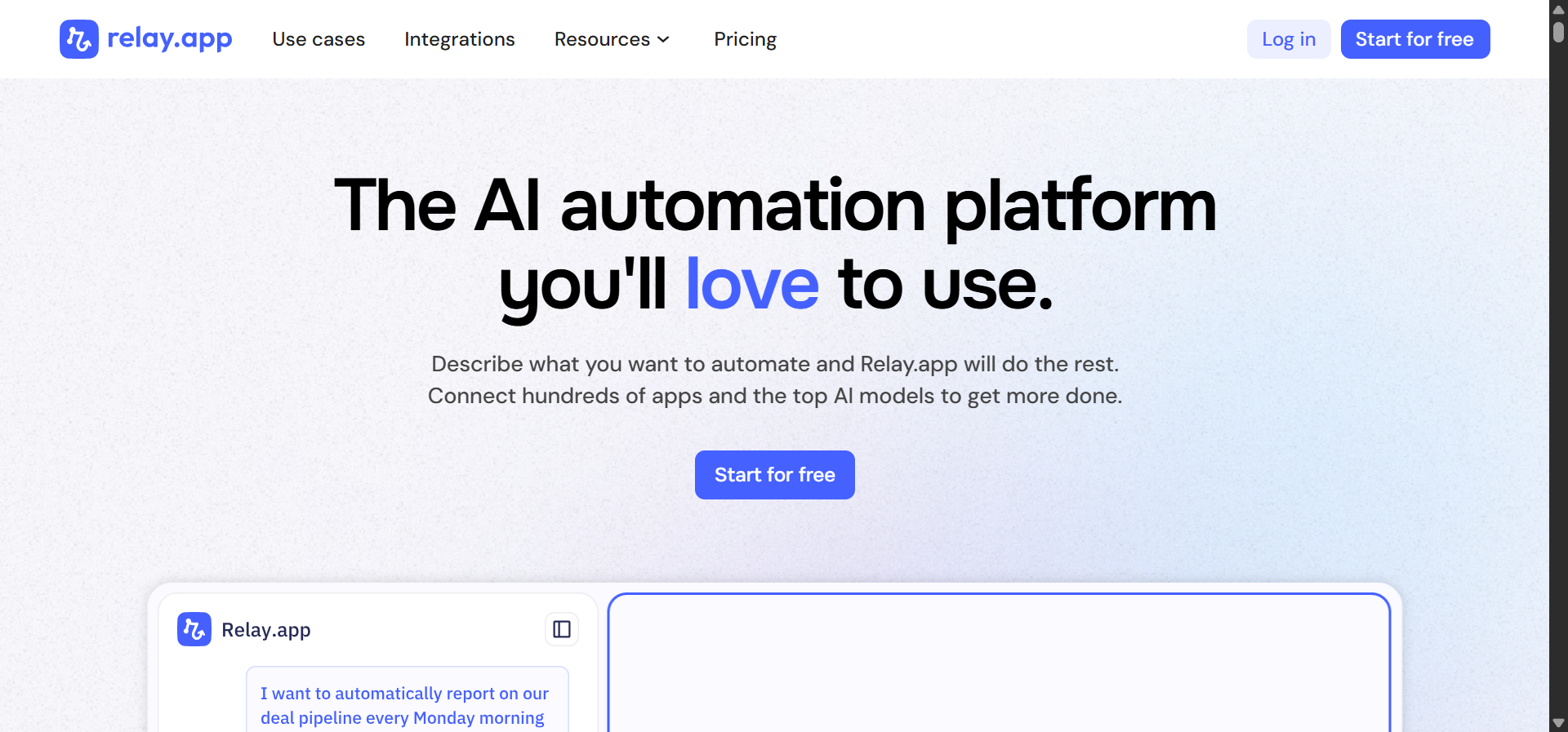 Relay.app&rsquo;s clean drag-and-drop workflow interface