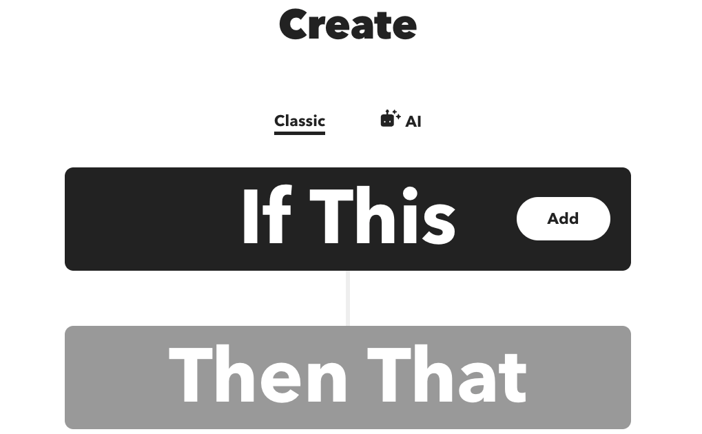 IFTTT app showing simple applet creation