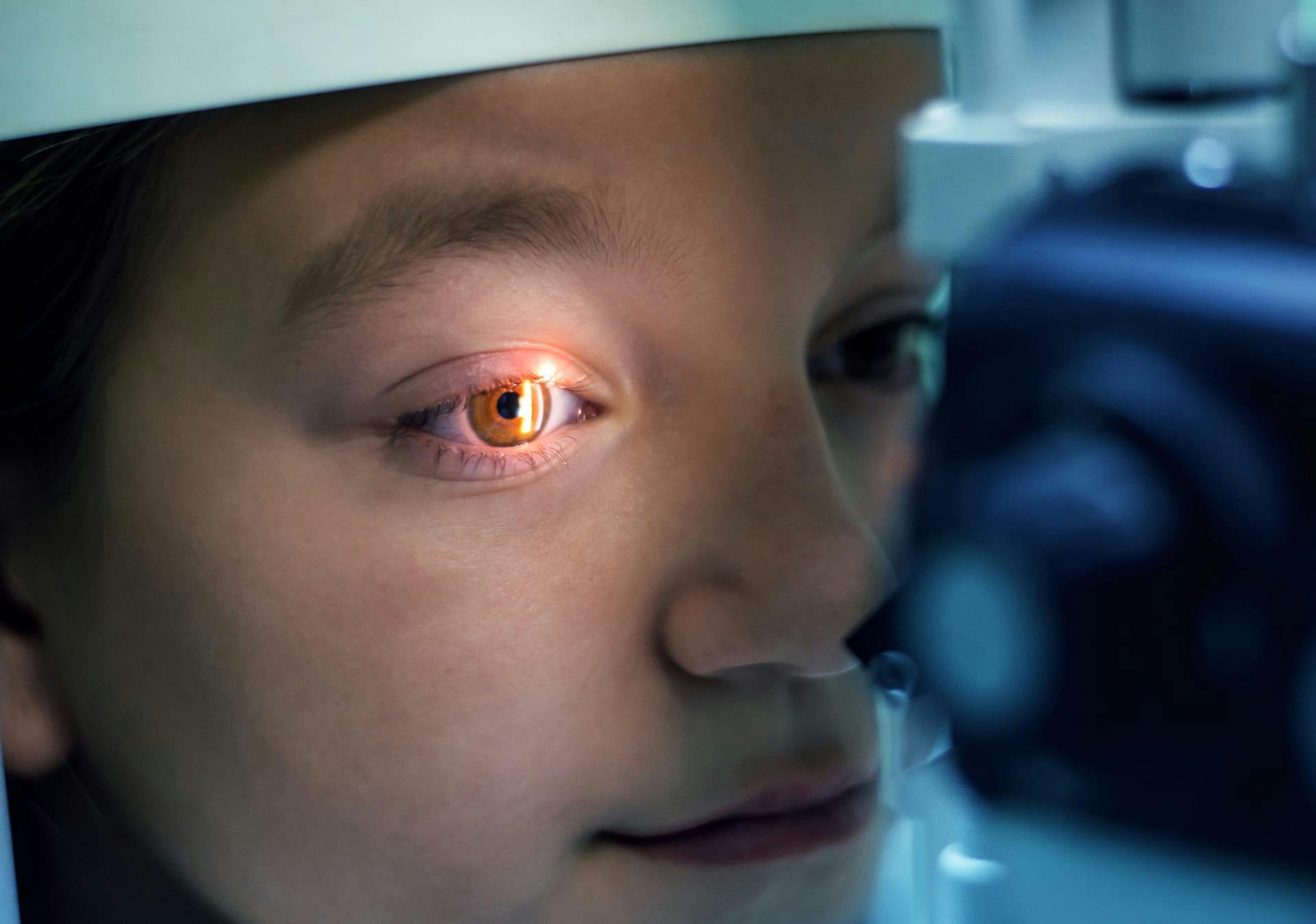 person receiving an eye exam