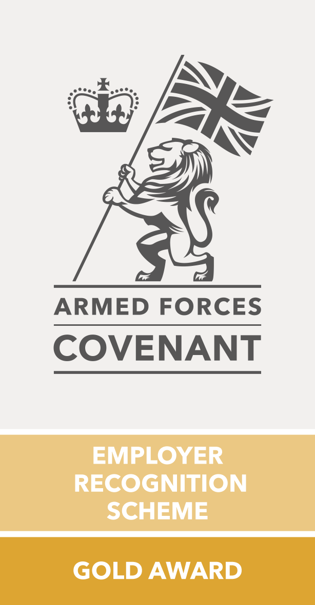 Armed Forces Covenant Employer Recognition Scheme Gold Award logo.