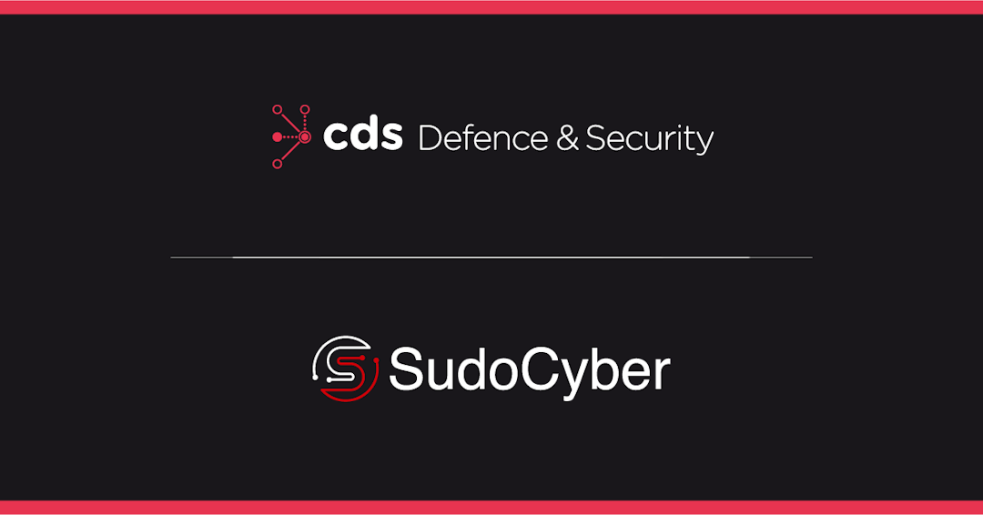 SudoCyber Partner Logo CDS defence and security logo above Sudocyber logo on a dark grey background