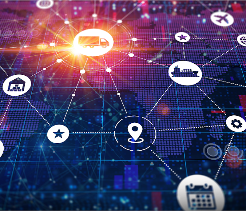 Supply Chain Management - SCM - The Coordinated Process of Producing and Delivering Goods and Services from Suppliers to Consumers - Conceptual Illustration