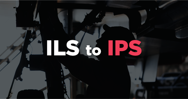 ILS to IPS text in white on top of darkened image of Avionics Engineers work deployed from Royal Air Force Lossiemouth's IX(B) Squadron on the flare dispensers of a Typhoon FGR4 currently under maintenance.