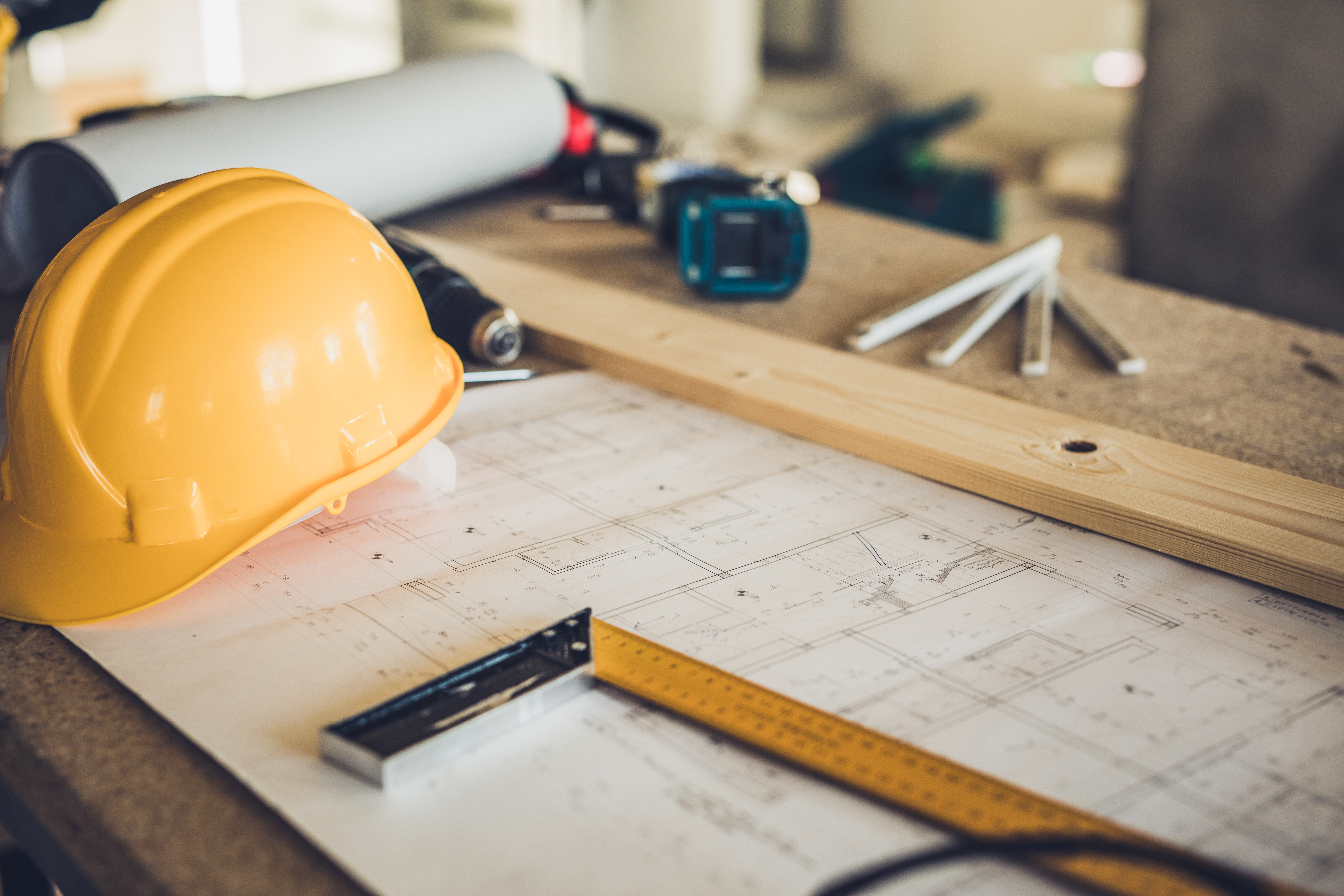 Hard hat and other construction tools