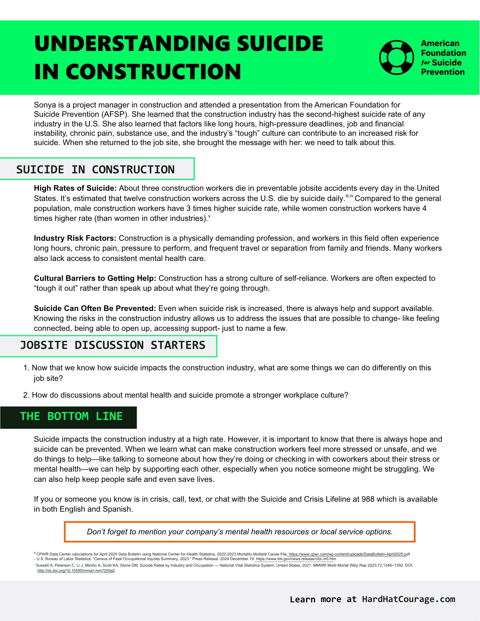 Understanding Suicide in Construction