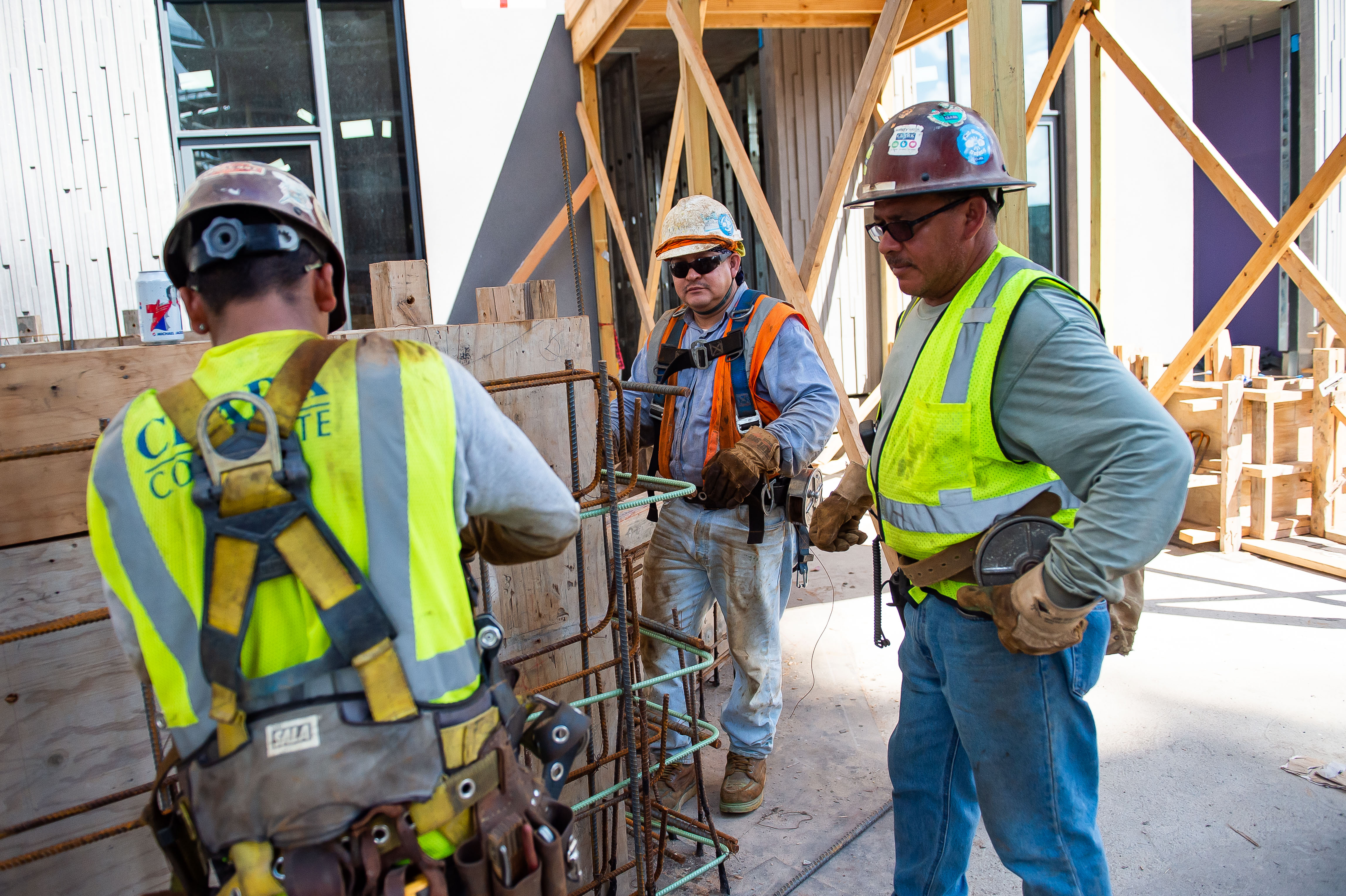 Construction workers working on site