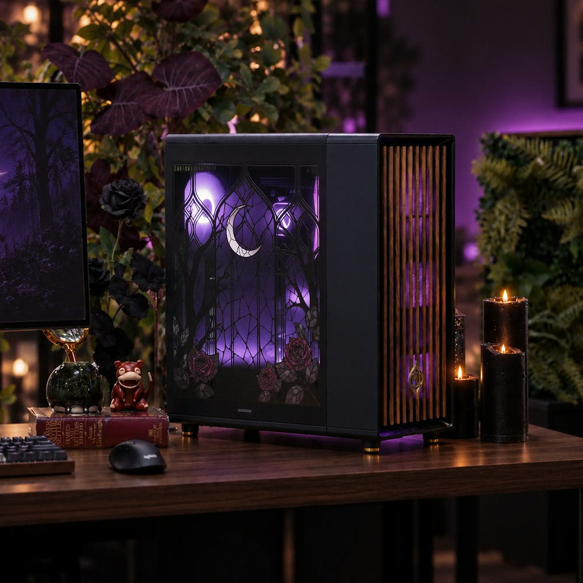 Ironside Eden's Veil Widowbloom gaming PC on a desk