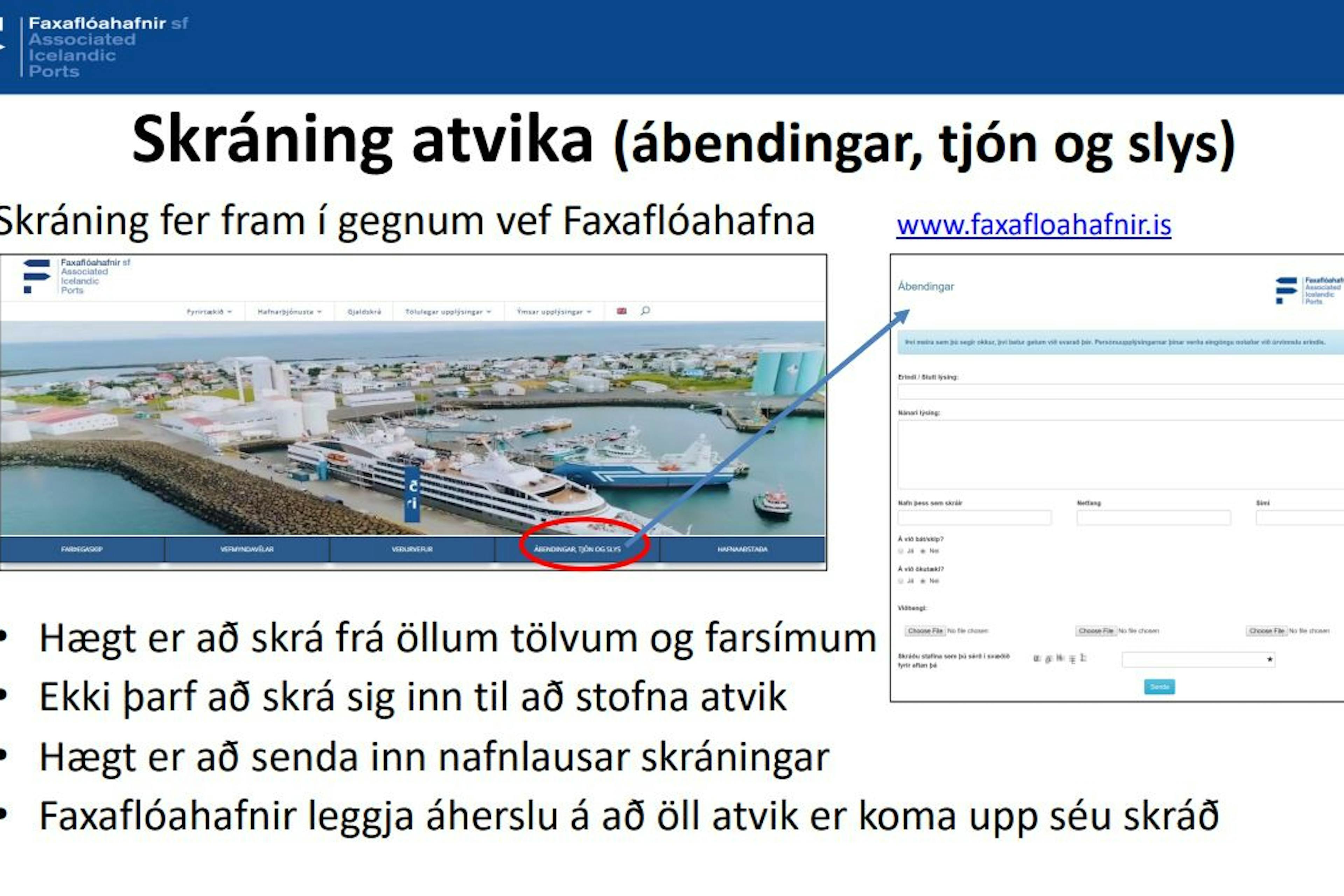 Skráning atvika – Ábendingar, tjón og slys