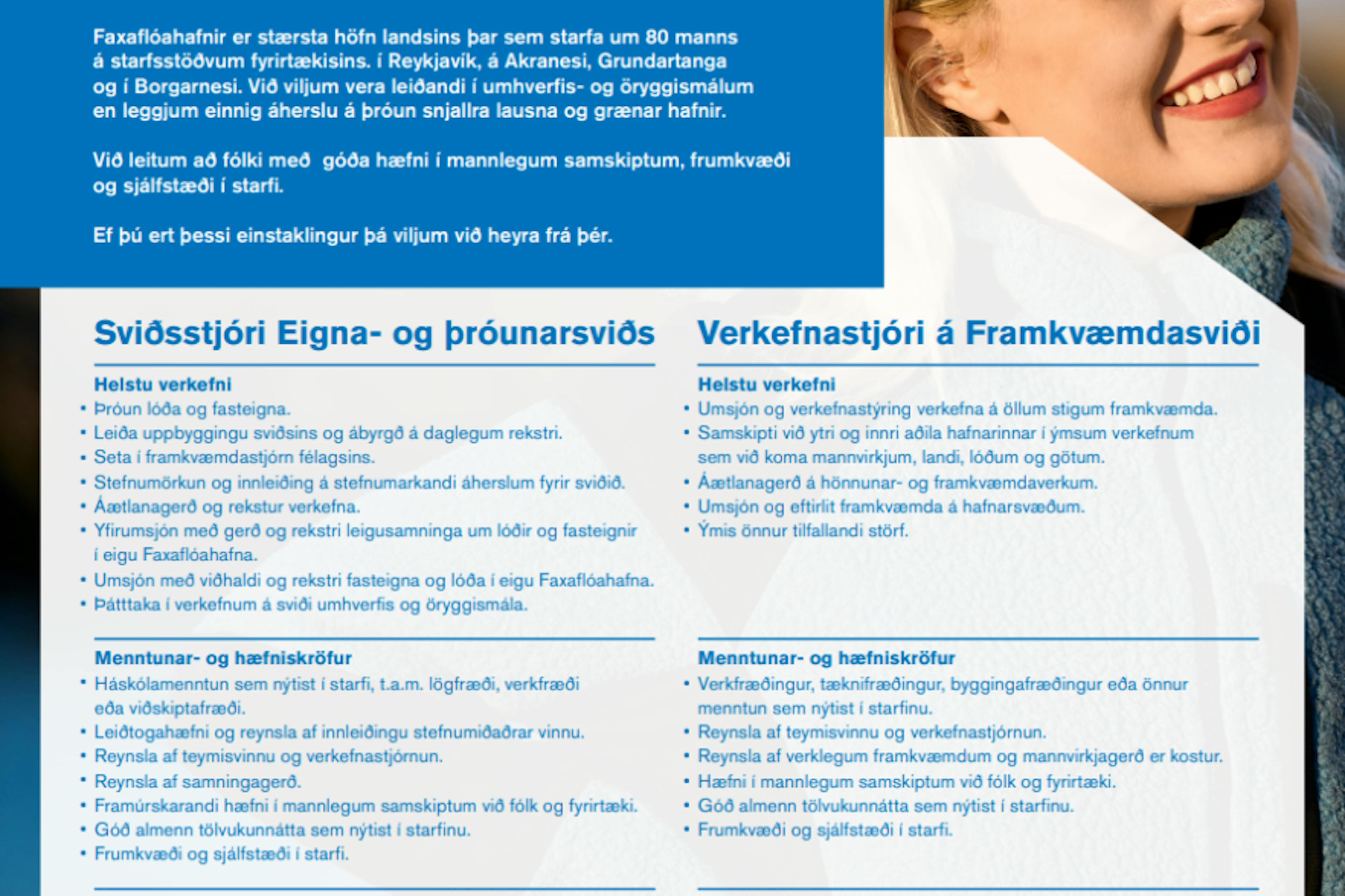 Við leitum að sviðsstjóra eigna- og þróunarsviðs og verkefnastjóra á framkvæmdasviði
