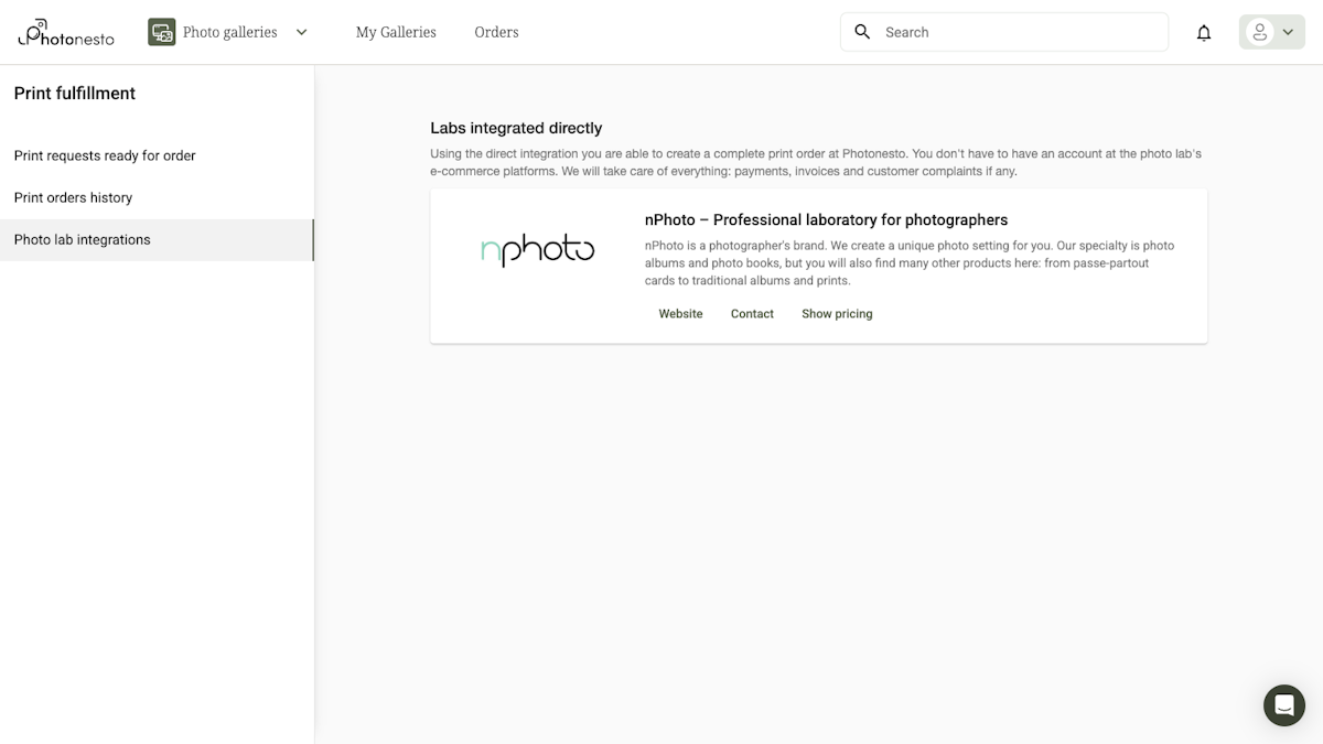 nPhoto section with the View product pricing button