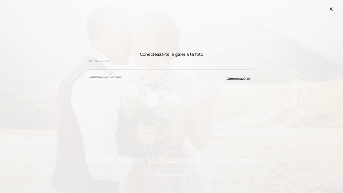 Formularul de autentificare cu câmpul pentru parola de acces