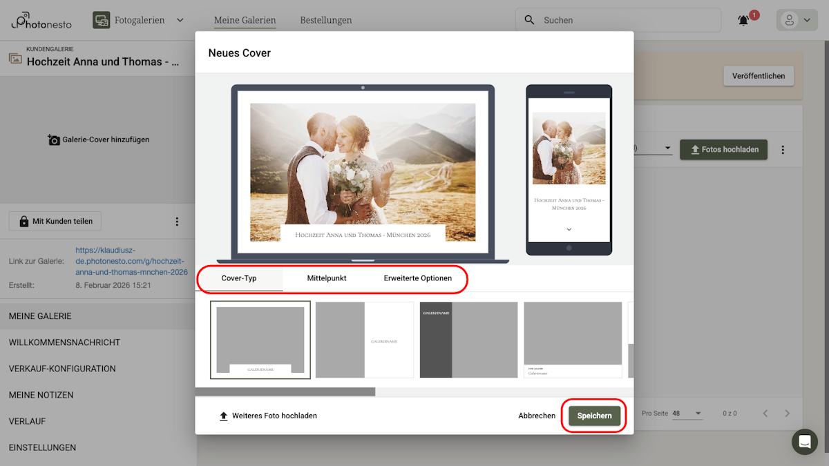 Cover-Editor mit Vorschau auf Laptop und Smartphone