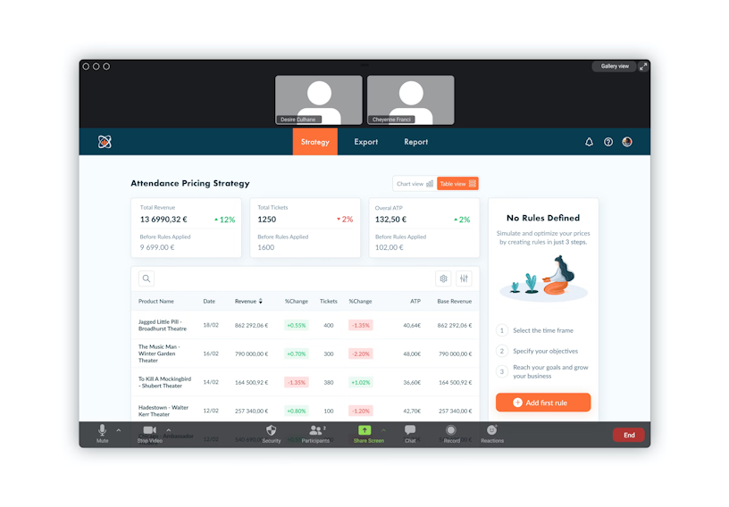 Example of usability testing session through Zoom