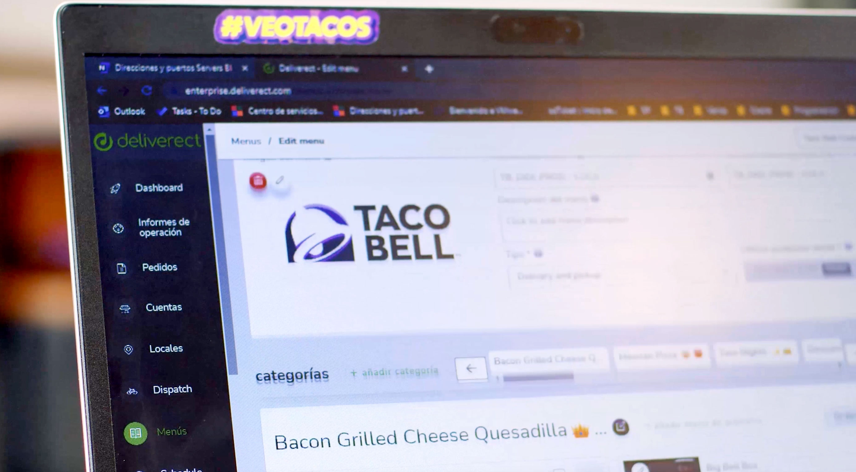 Screen showing Taco Bell's Delivery Platform with Deliverect