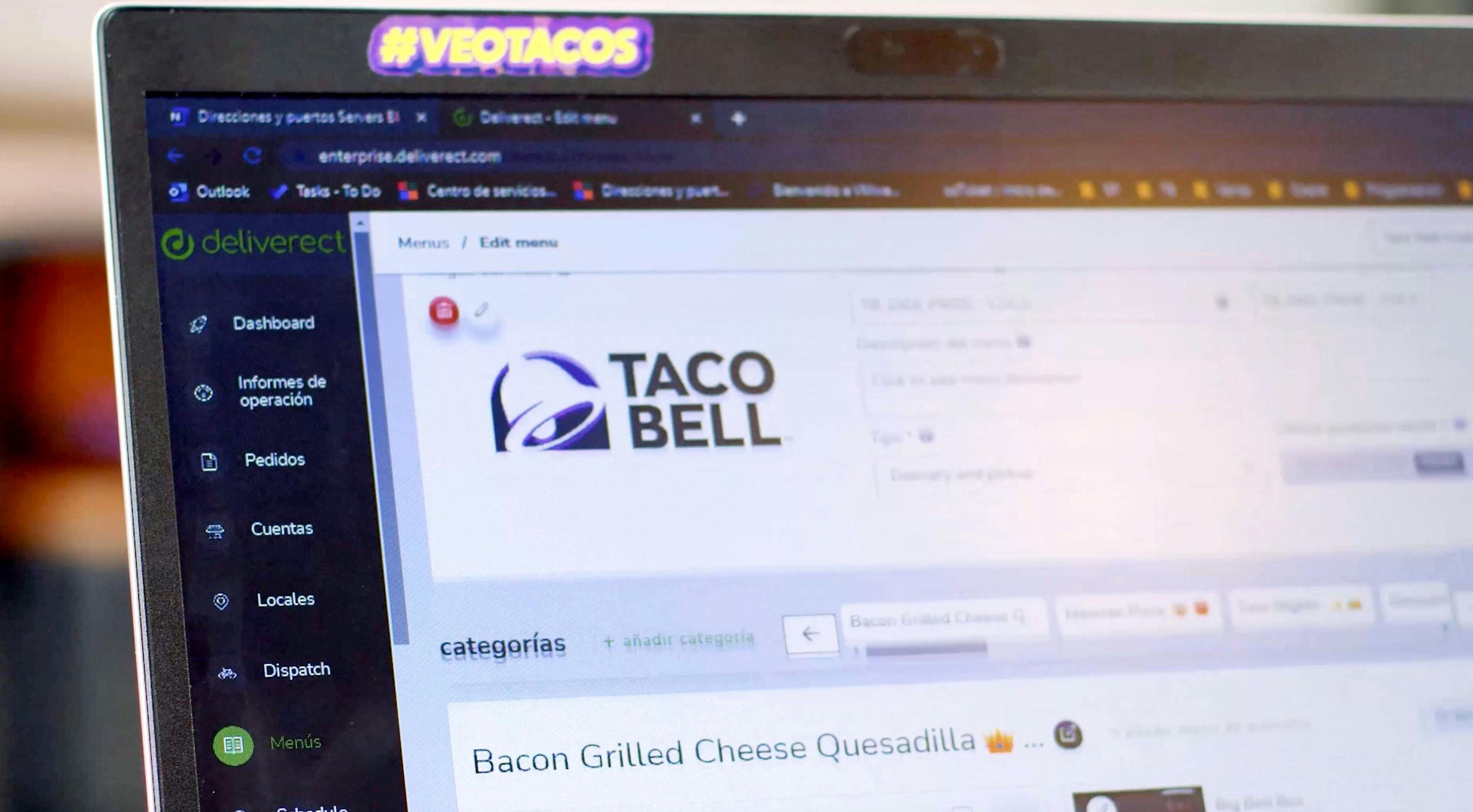 Screen showing Taco Bell's Delivery Platform with Deliverect