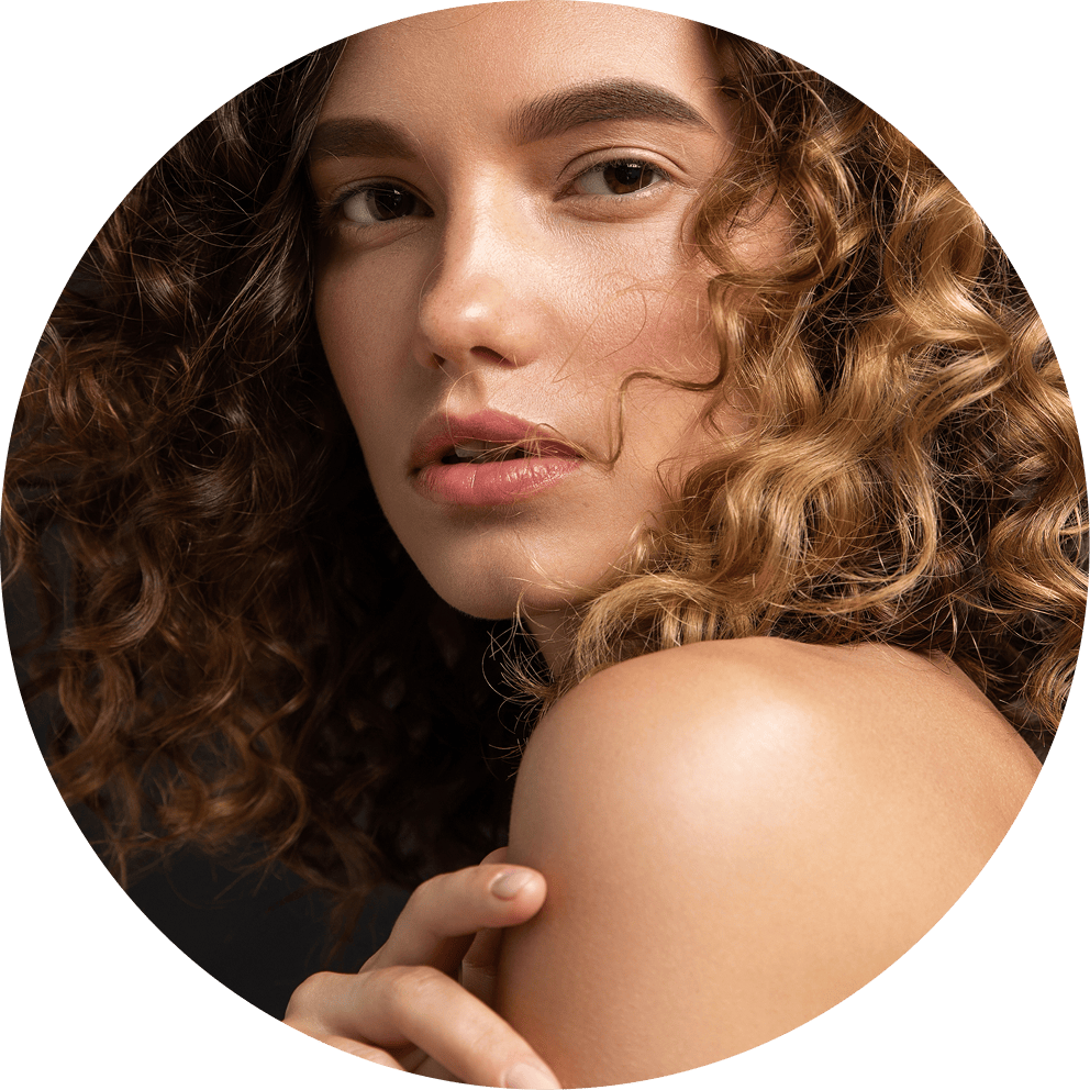 Woman with curly hair