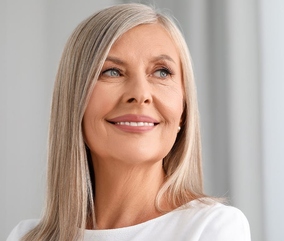 Woman with gray hair