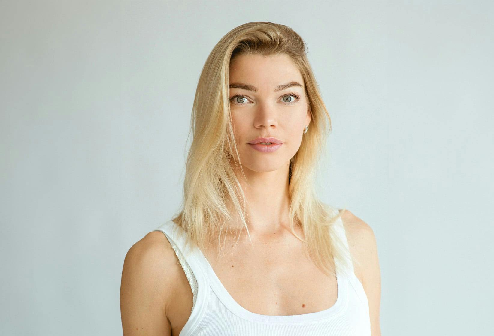 Blonde woman smiling