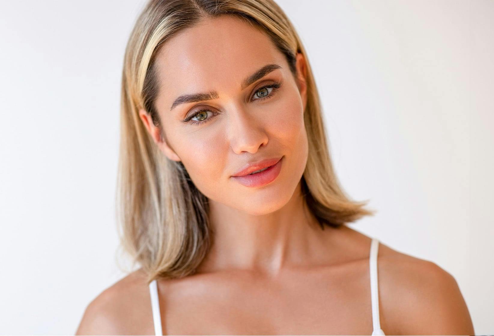 Blonde woman smiling