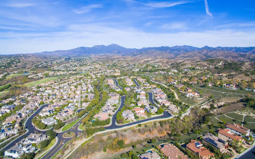 Aerial view of neighborhood in Coto De Caza