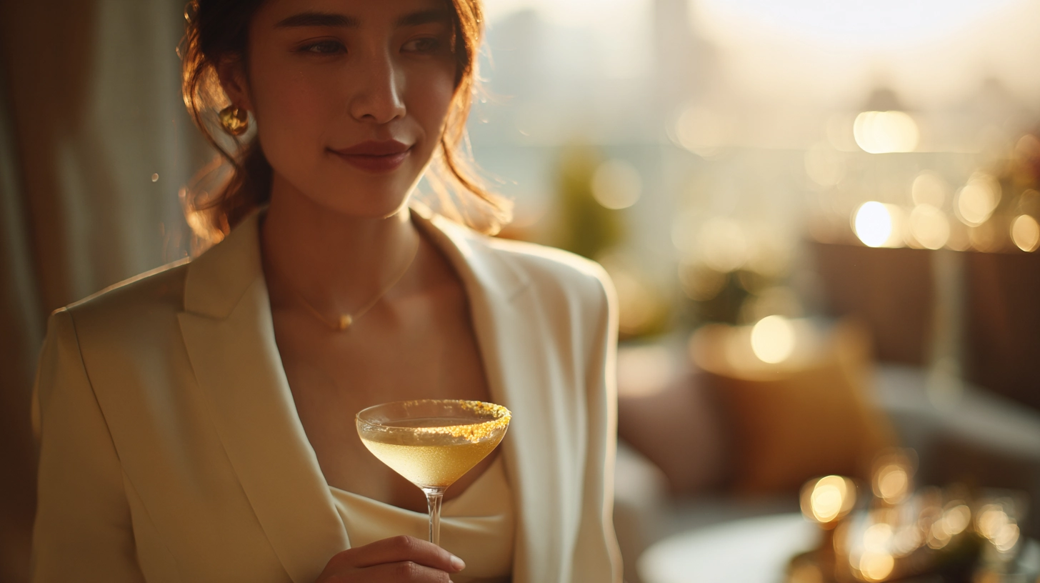 Affluent Asian consumer with premium cocktail at luxury venue — APAC spirits research