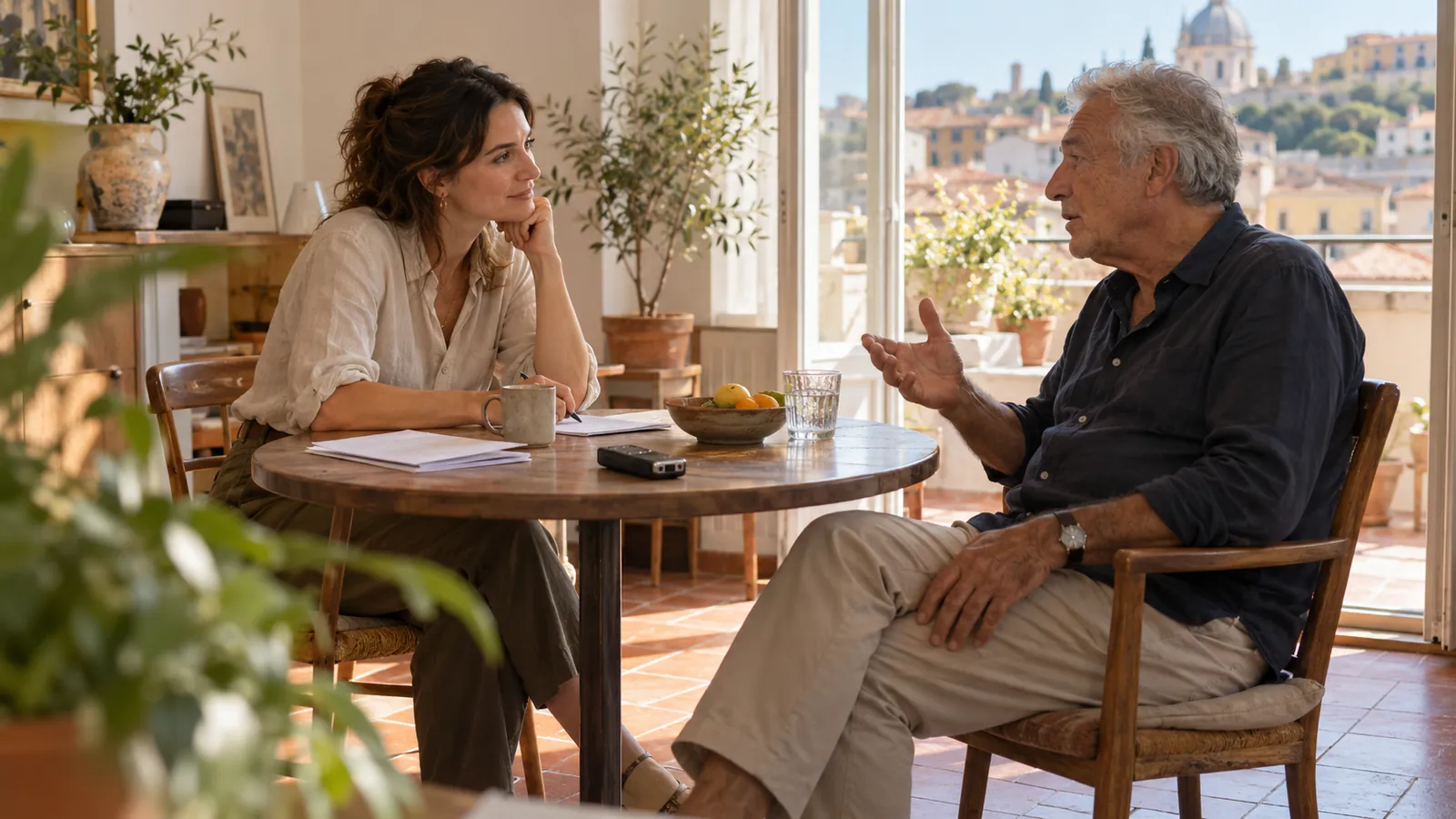 Illustration of a local moderator leading an interview in the participant's own language