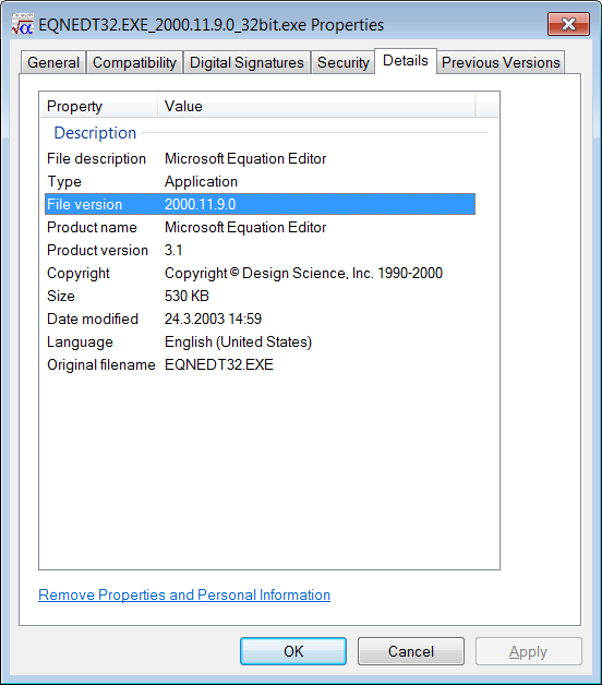 Did Microsoft Just Manually Patch Their Equation Editor Executable? Why Yes, Yes They Did. (CVE-2017-11882)