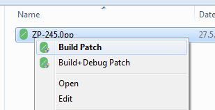 0patch Factory makes it easy to build a micropatch: just right-click a 0pp file and select "Build Patch"
