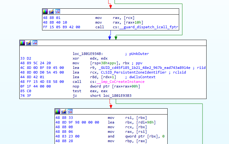 Image 5: Return value of CoCreateInstance is compared to zero