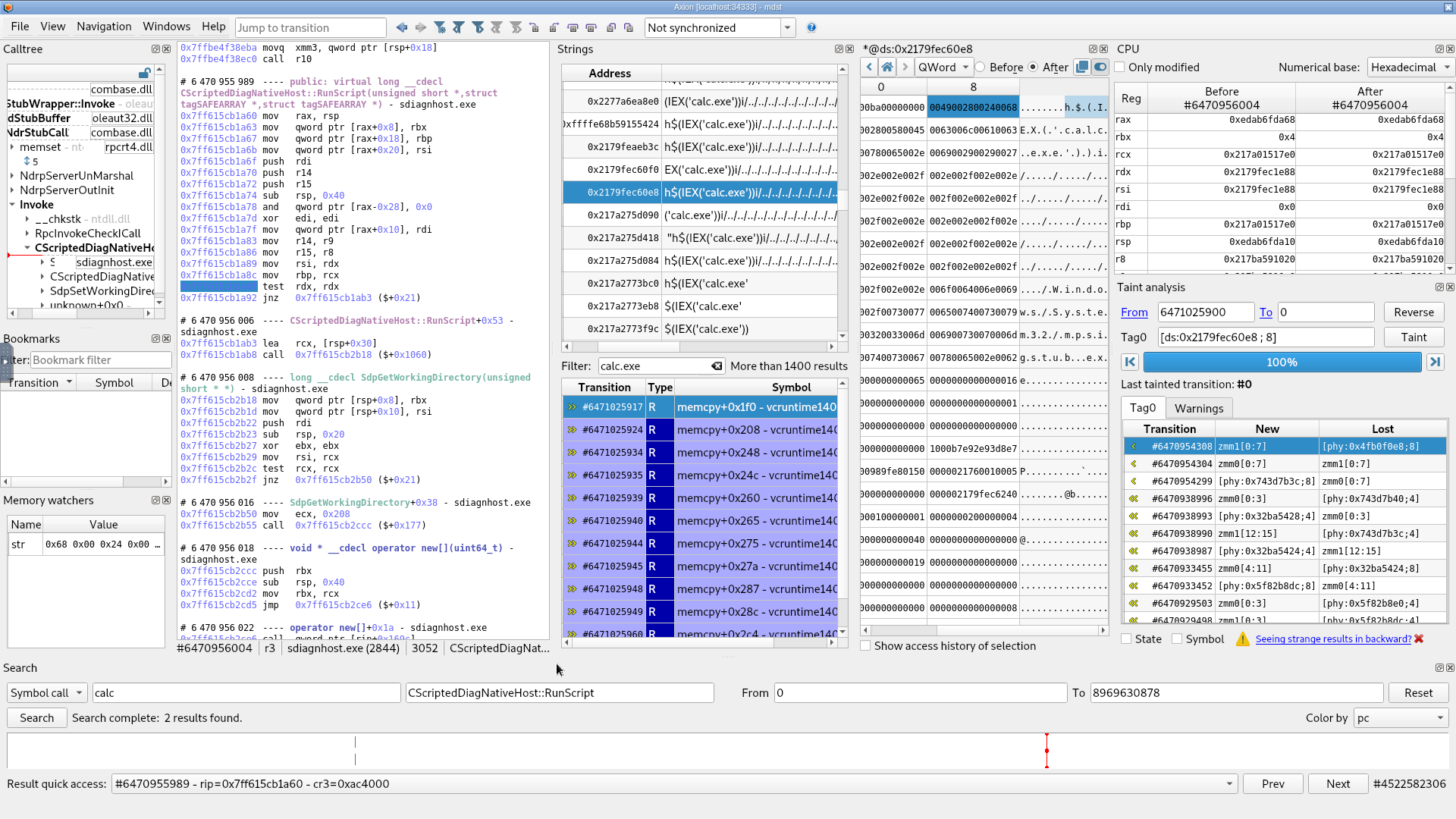 Tetrane REVEN during our analysis of this vulnerability, making it easy to trace data, inspect memory and find a good location for patching