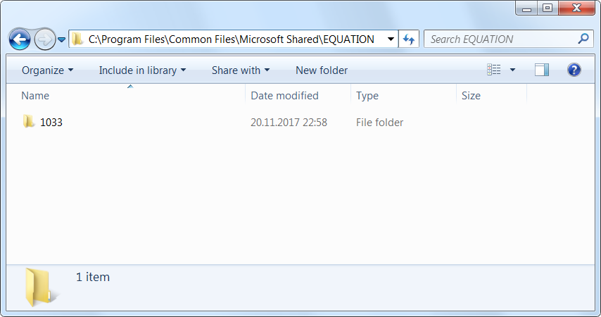 Office 2010: Content of the EQUATION folder after the update