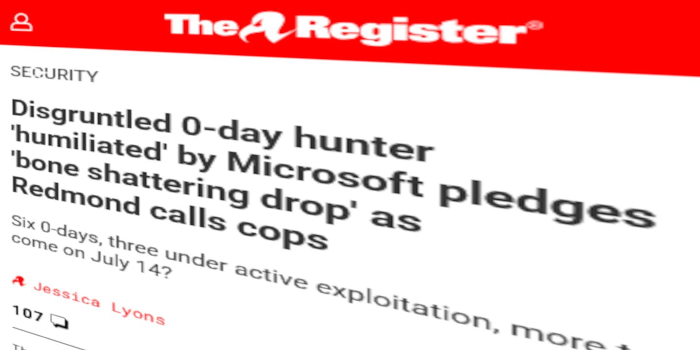 Article title from The Register