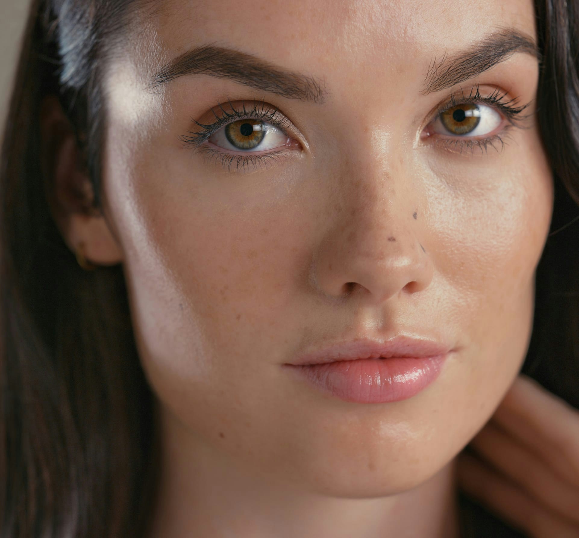 woman looing past the camera