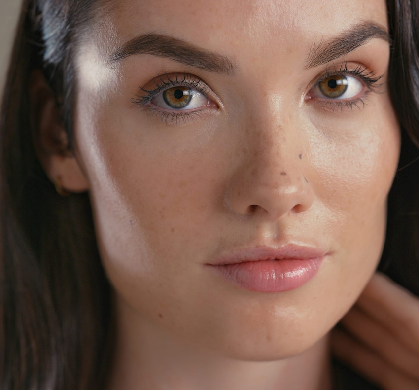 woman looing past the camera