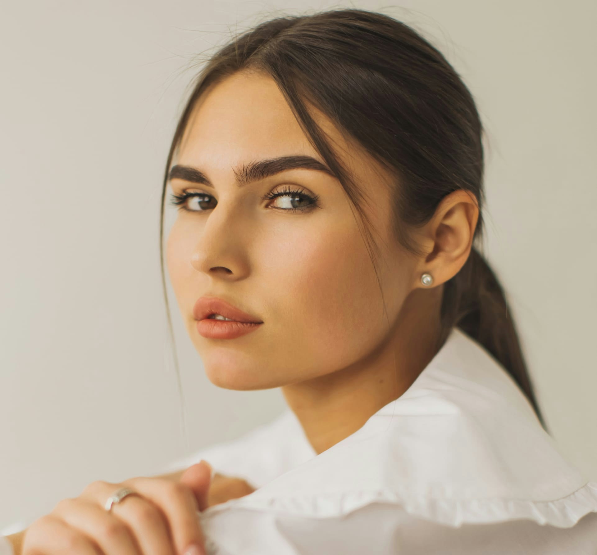 woman looking into the camera