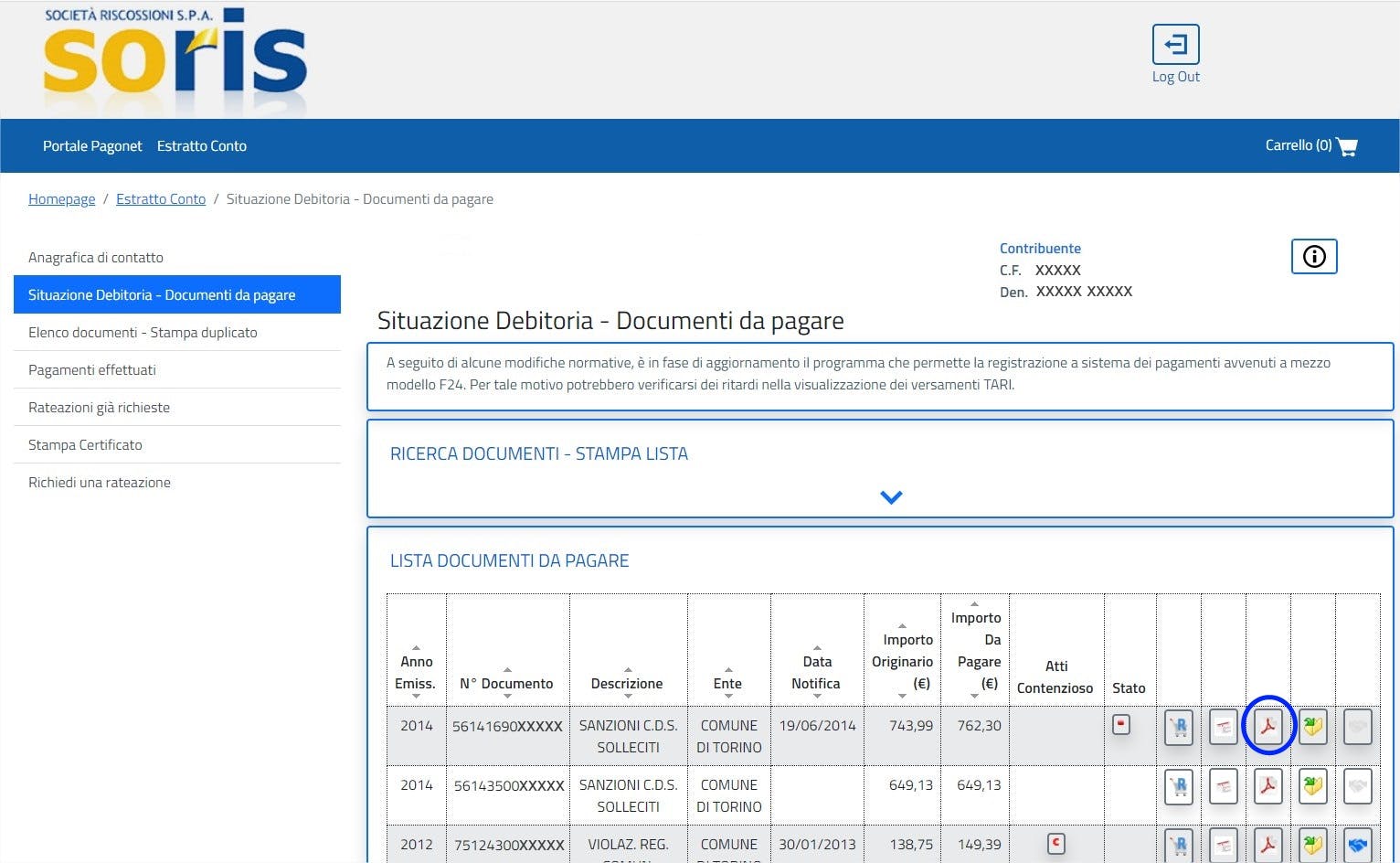 elenco documenti pdf