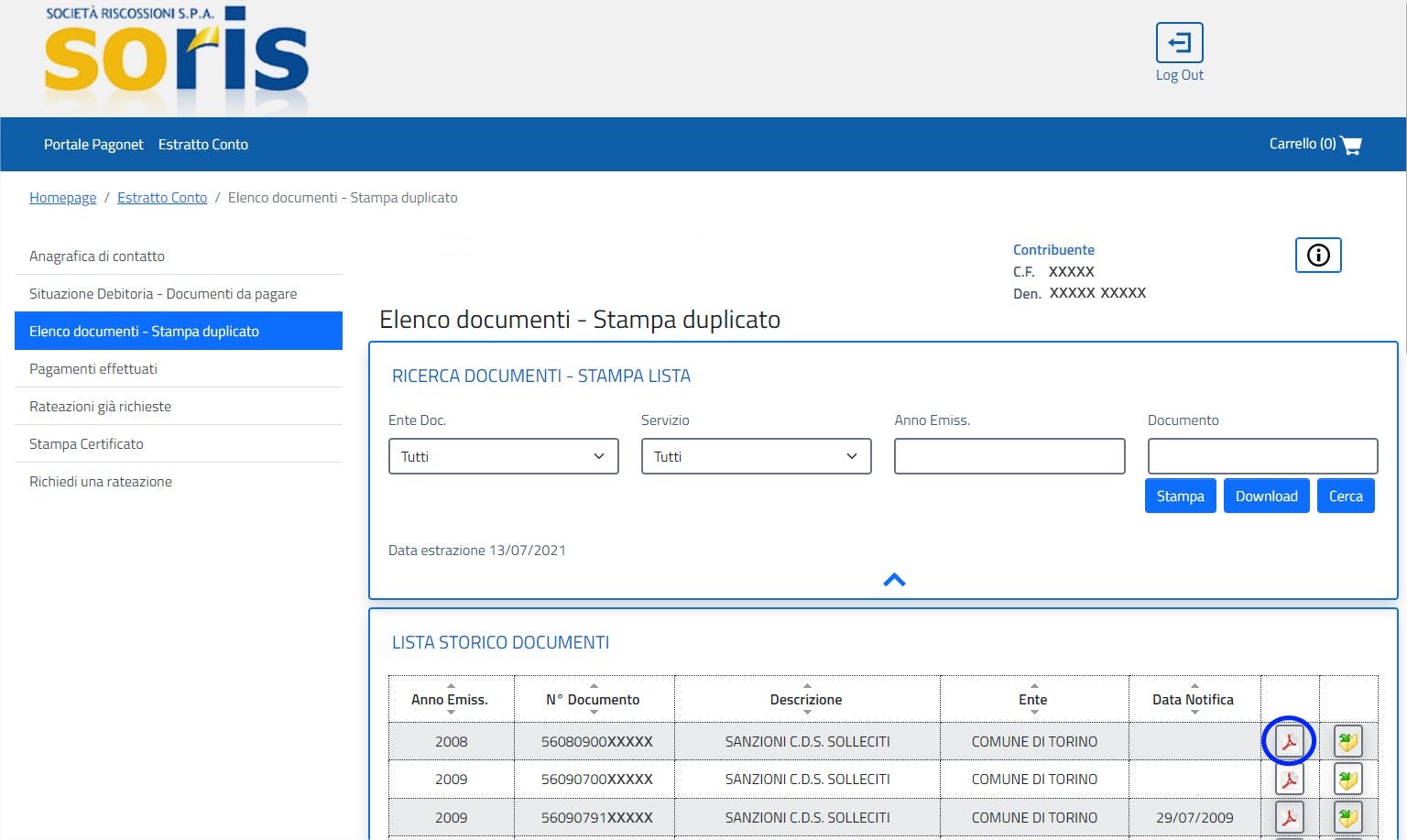 elenco documenti storico