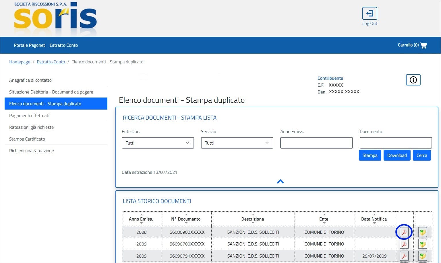 elenco pdf storico sit deb