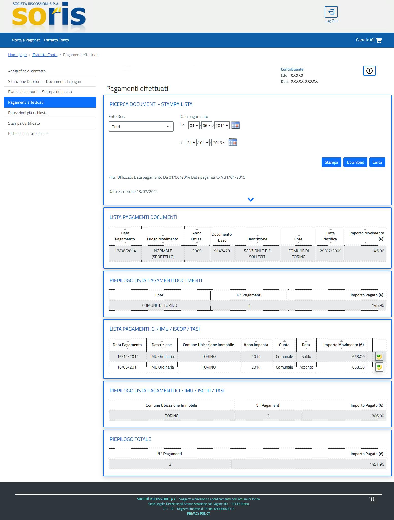 lista pagamenti doporicerca