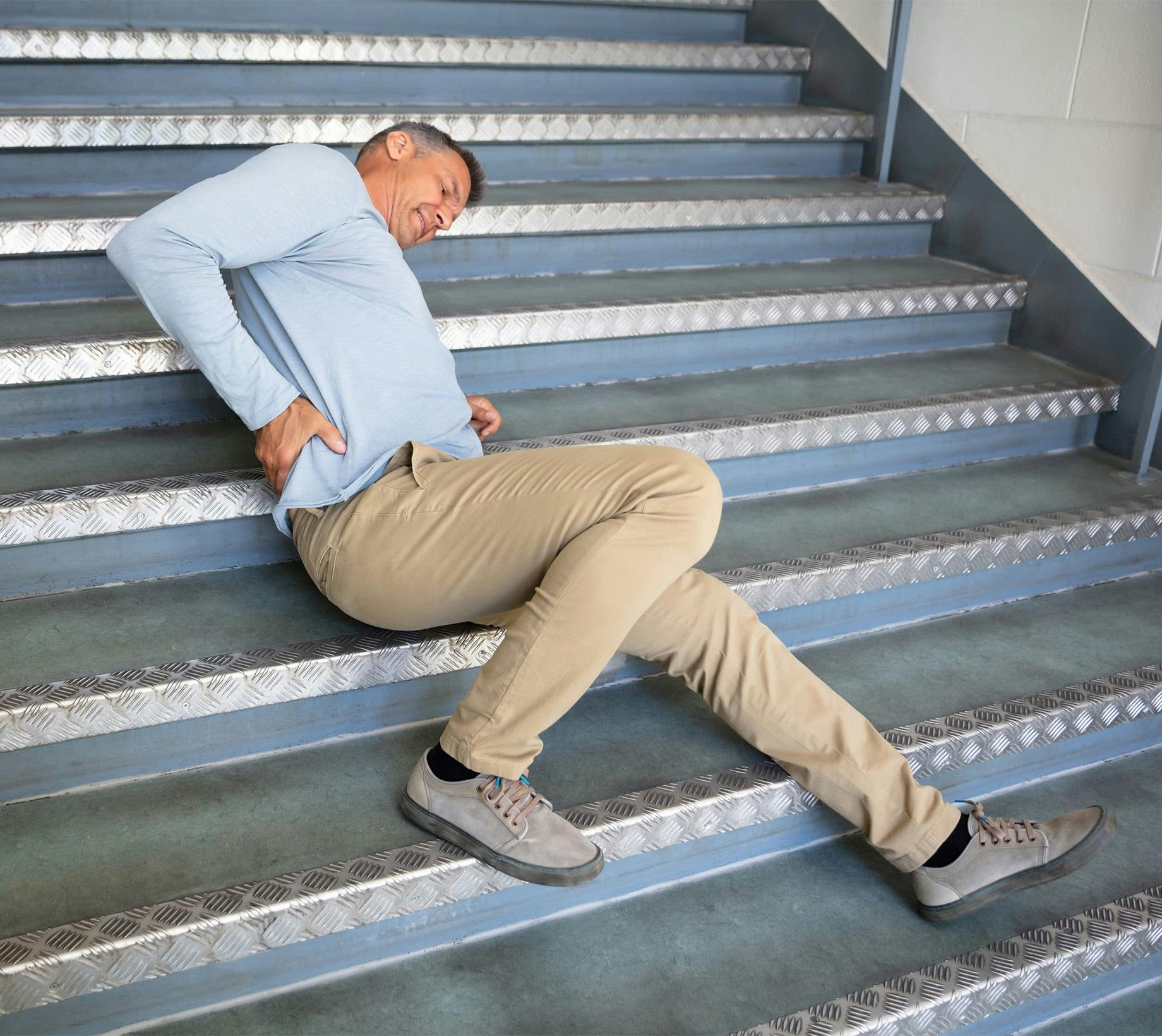 Man fall on stairs