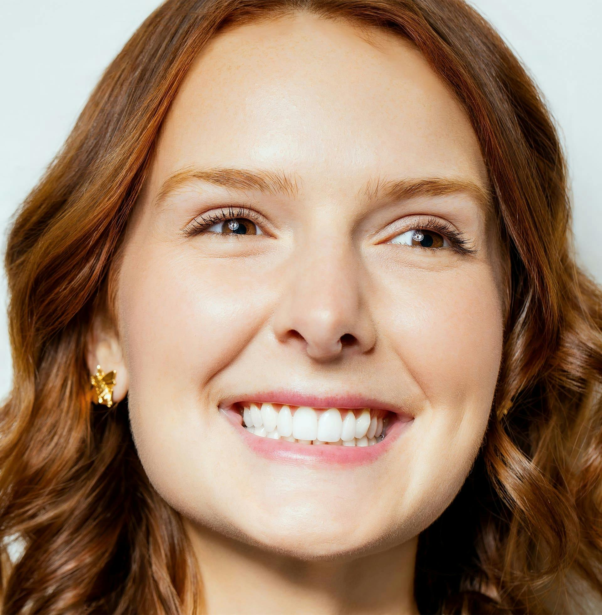 close up on woman smiling