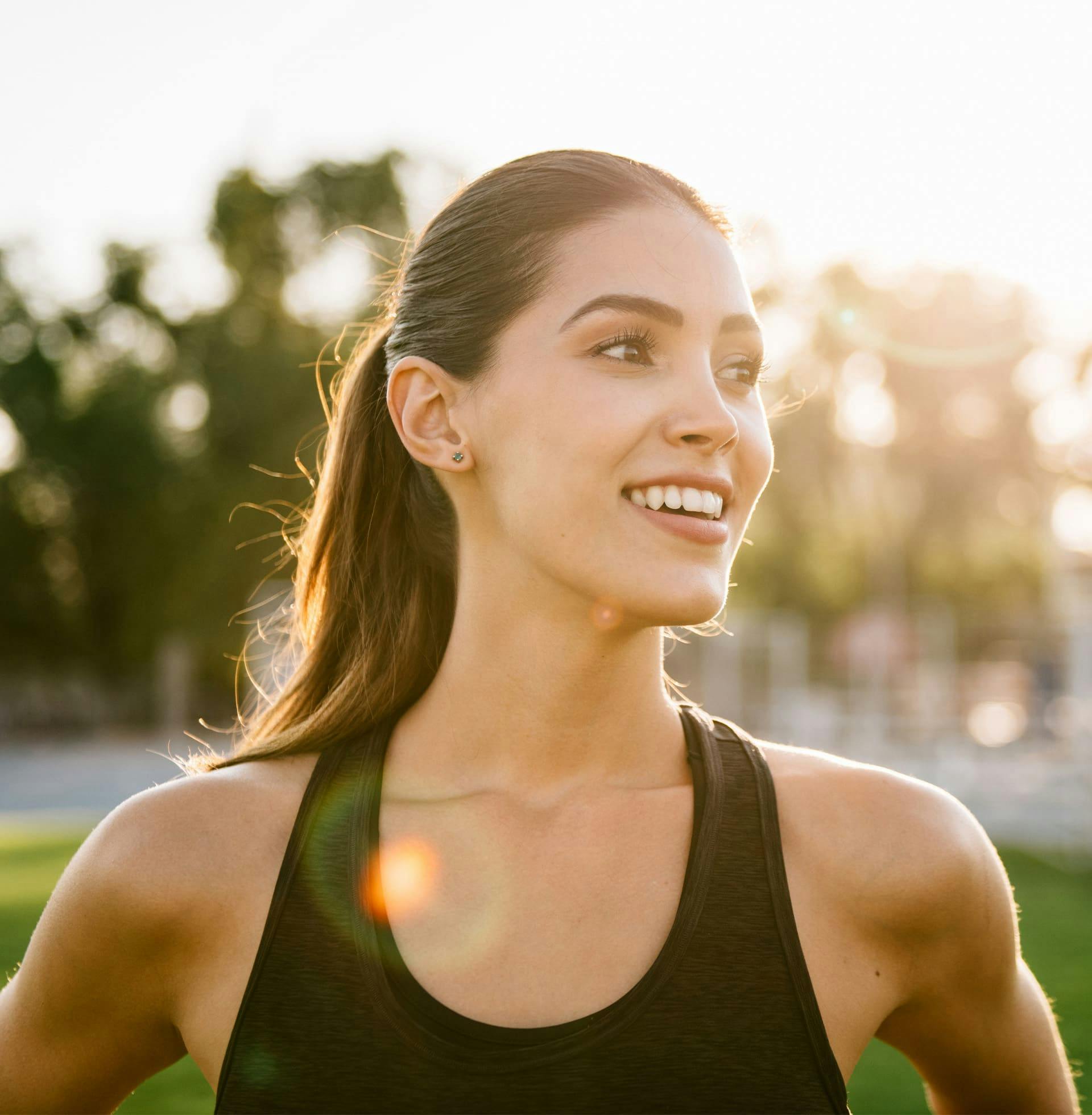 woman outside smiling