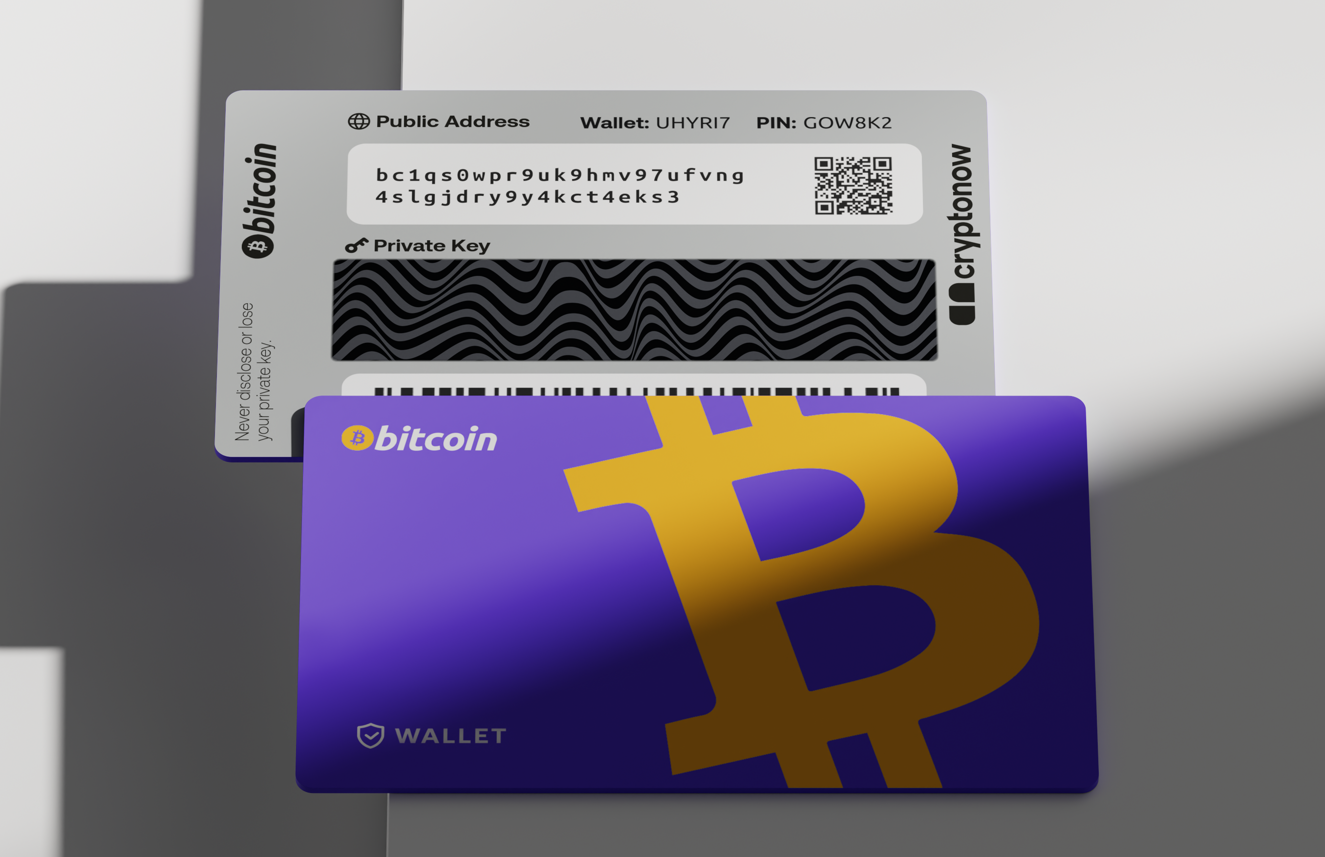 Vorderseite und Rückseite des sicheren offline Wallets
