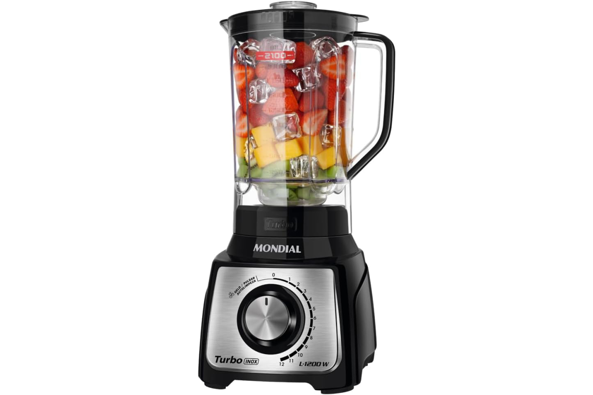 Liquidificador Turbo, Mondial, Preto/Inox, 1200W, 110V - L-1200 BI